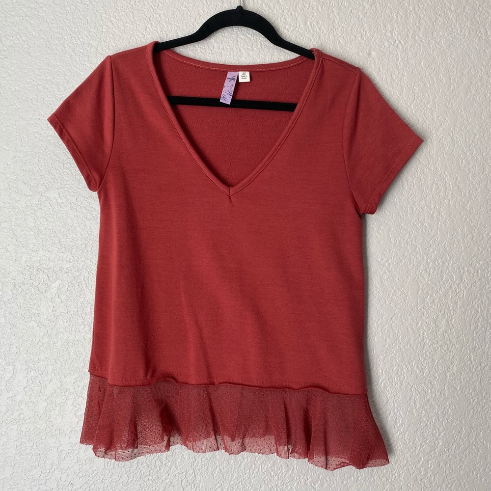 Orange V-Neck Top